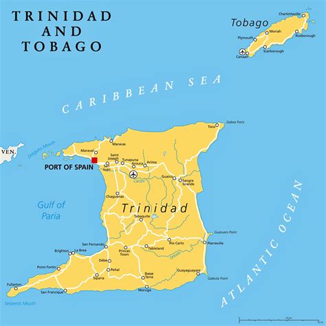 Map of Trinidad and Tobago